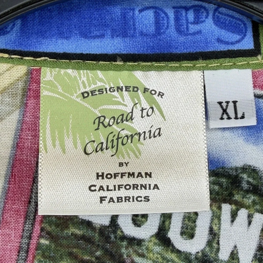 Hoffman California Fabrics‎ Mens XL Postcard Print Shirt Road to California USA